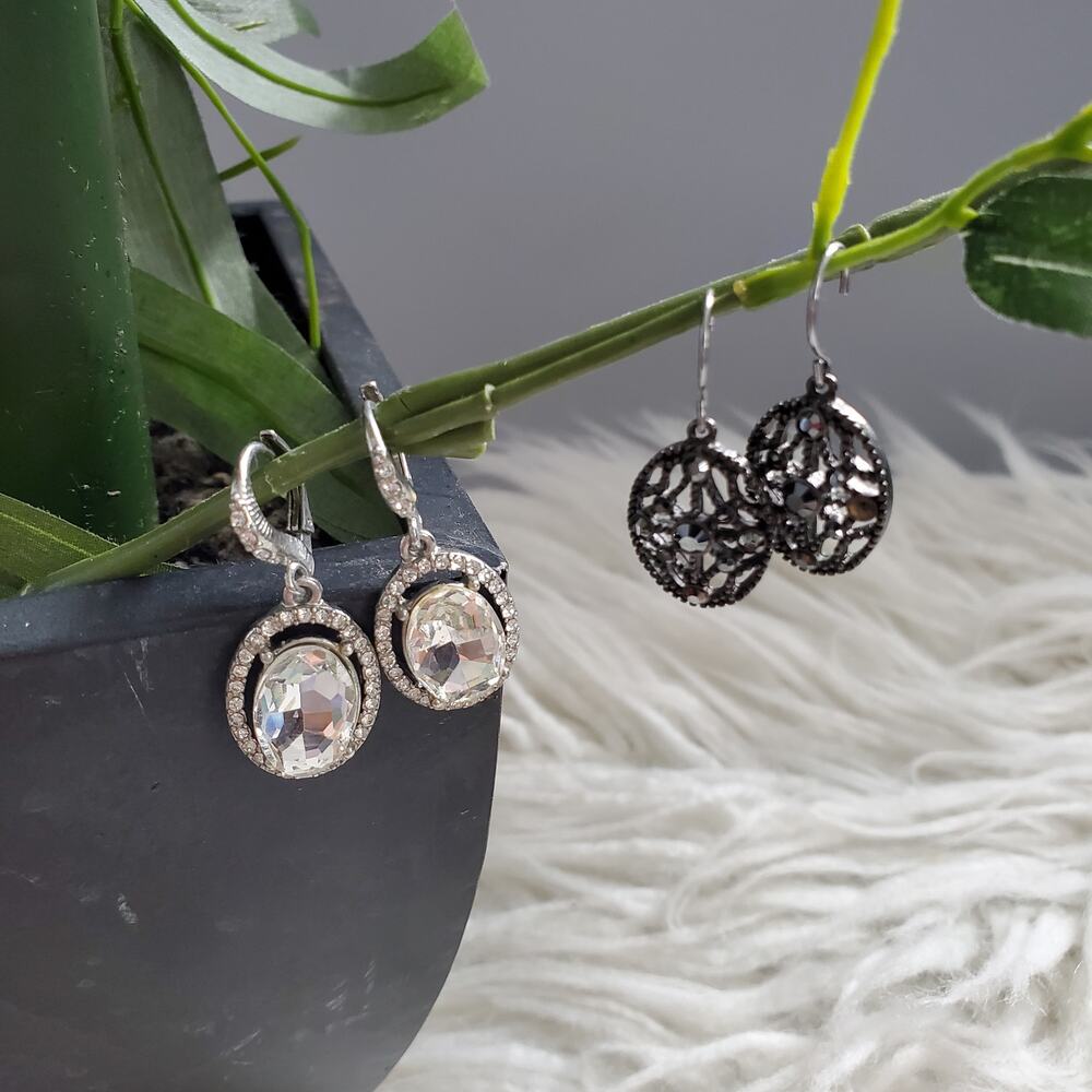 Monet Marcasite & Vintage Stone Gem Dangle Earring Bundle